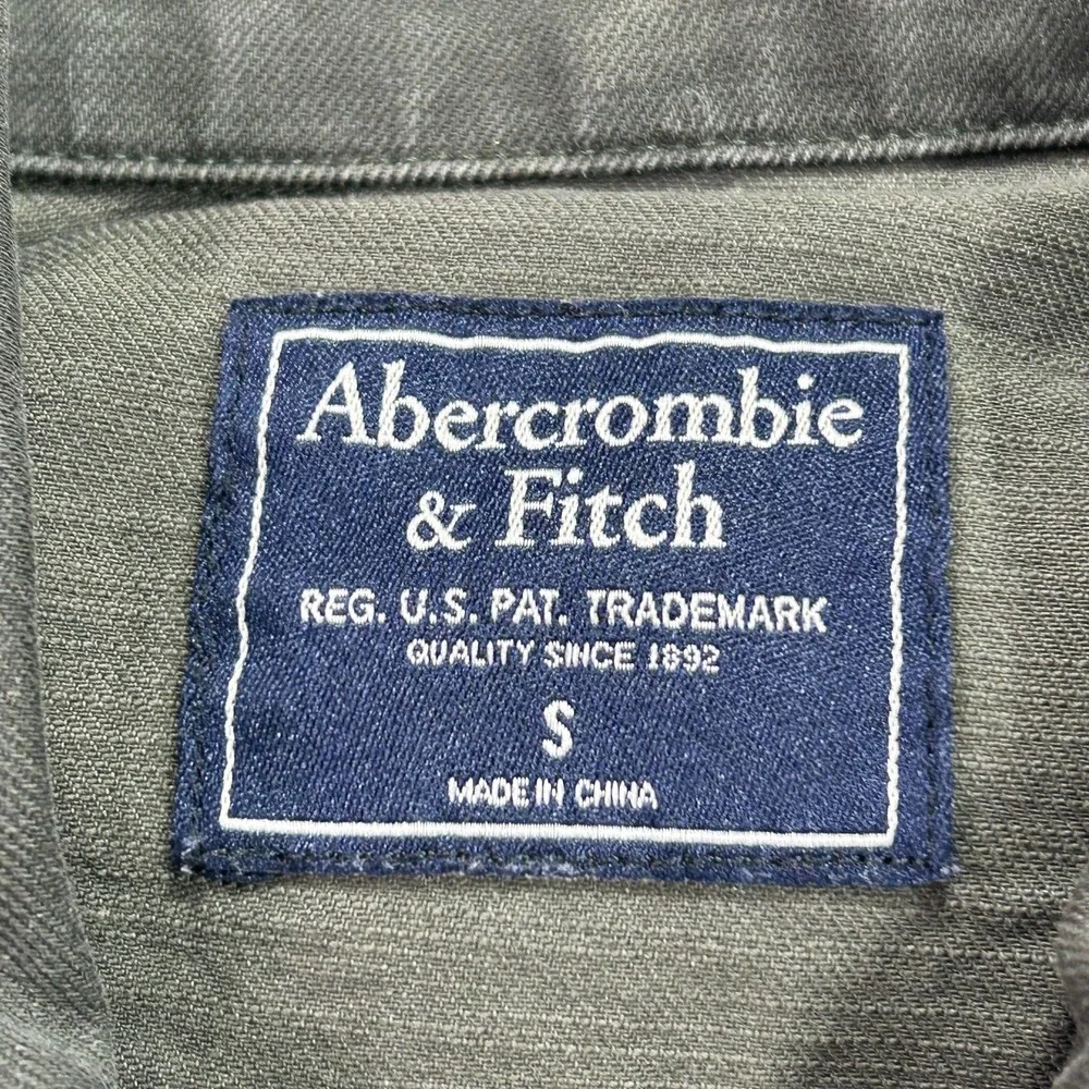 Abercrombie & Fitch Jacket Mens Small Green Camo Canvas Military Shacket‎